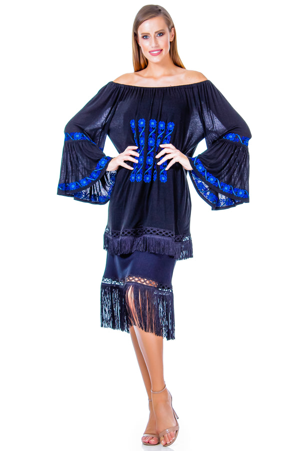 Rochie jerse cu broderie AV-162